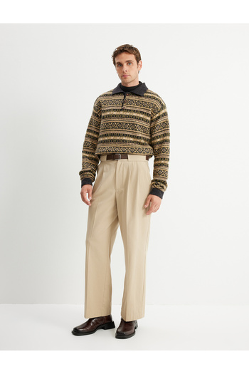 Koton Cotton Chino Trousers - Belt and Pocket Detail