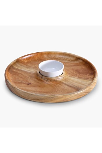 Home Box Albero Round Platter with Ceramic Bowl - 30x5.5 cm