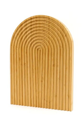 bimbambom Luxury Wooden Bamboo Wavy Oval Presentation Plate Decorative Presentation Board Cutting Board Rainbow Presentation Plate