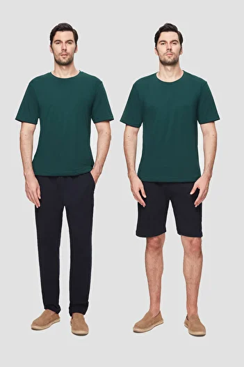 Twn Green 3-Piece Short Sleeve 100% Cotton Pajamas Set