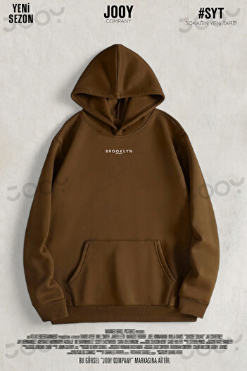 Jooy Company Μπλούζα με κουκούλα με κουκούλα Brooklyn JC Printed - 3 κλωστών καφέ