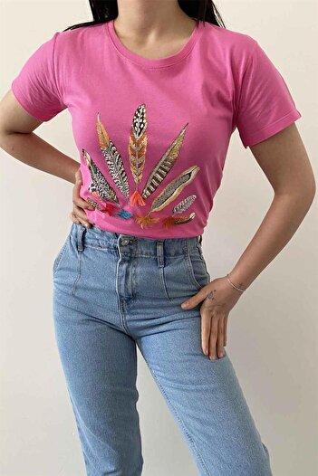 İstangül Butik Μπλουζάκι Indian Crew Neck Design