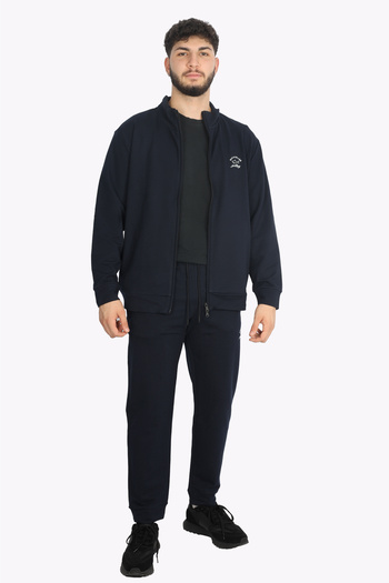 PAUL&SHARK Men's Brand Logo Zippered Relaxed Fit Navy Blue Sports Tracksuit Set 14311500 -013