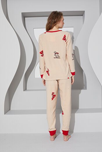 Siyah İnci krem Alt-Üst Polar Pijama Takım 24223067
