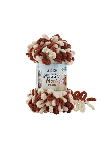 Alize 2 τεμάχια Puffy More Plus Πλεκτό νήμα χειρός, νήμα πλεξίματος δακτύλων (2 x 250 γραμμάρια) 8010