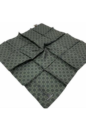 Vissona Khaki Dama Pattern Tivil Silk Scarf 51495-0037