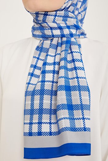 Armine Trend Blue-gray Plaid Pattern Modal Shawl 4713-18