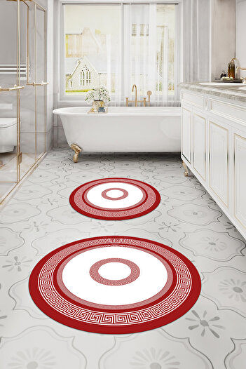 Napoli Home Digital Washable Non-Slip Base Classic Model Round Bath Mat Toilet Set