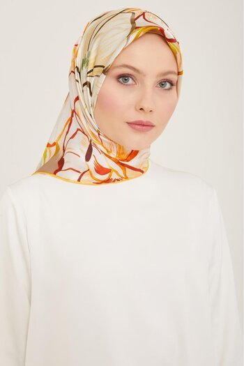 Armine Stone Flower Pattern Tivil Silk Scarf 9110 - 31