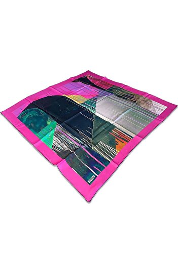 Aker Pembe Karma Desen Tivil Ipek Eşarp 8810713-924