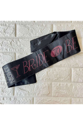 ZERO LAND Flz-Shop - Bride to Be Written Bridal Sash Black