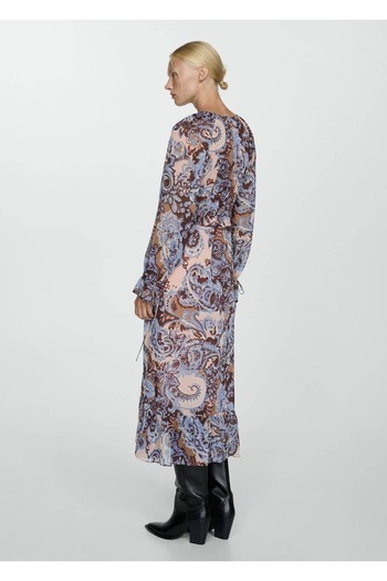 MANGO Woman Fırfırlı paisley elbise
