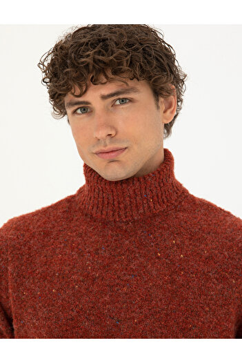 Pierre Cardin Kiremit Regular Fit Balıkçı Yaka Yün Karışımlı Triko Kazak 50278103-VR031