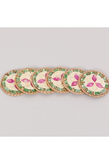 Mylamp Muteber Rattan 6-Piece Pearlescent Coaster