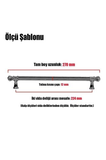 Badem10 Antique Silver Metal Flare - 224Mmx22.4Cm Kitchen Drawer Cabinet and Handle Handles