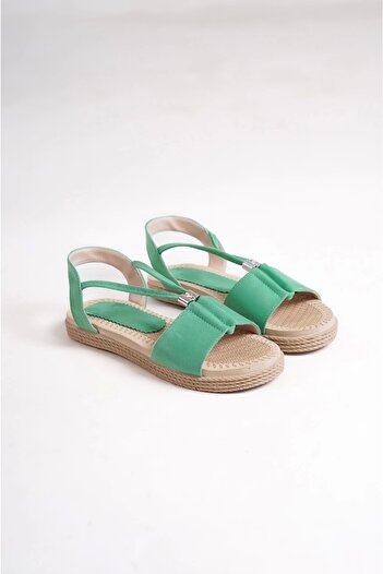 Moda Değirmeni Green Suede Women's Sandals