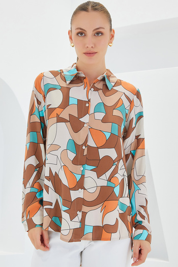 Bigdart 3721 Graphic Patterned Shirt - Milk Coffee
