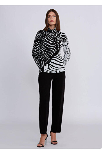 Knitss Tricotaje alb-negru cu model jacquard intarsia