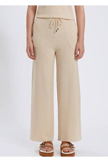 Knitss Cashmere Blend Beige Knitwear Trousers with Ties