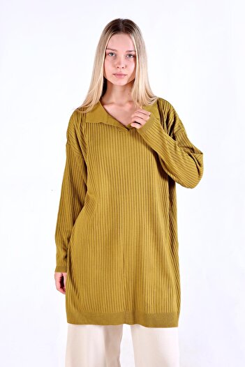 Rays 5410 Polo Neck Tunic Πράσινο λαδιού