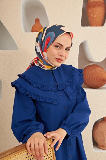 İpekhan Νέο Twist Pattern Βαμβακερό κασκόλ βισκόζης Coral Black 1133-09