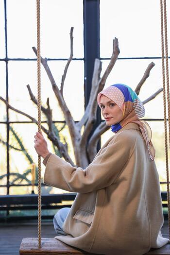 İpekhan Boheme Collection Soft Scarf Salmon Turquoise 1173-02