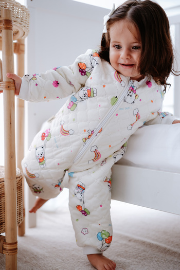 Lilabio Welsoft Lamb Romper for Baby Girl - Astronaut Teddy Bear Design