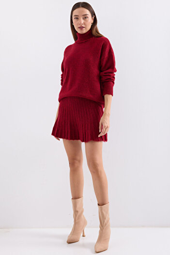 Bigdart 15891 Red Knitwear Sweater and Skirt Set