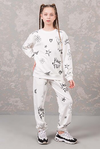 Waka Waka Star Heart Printed Girl's Tracksuit Set
