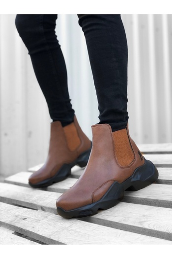 BOA BA0444 Laceless Comfortable High Sole Brown Men's Sports Half Ankle Boots