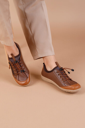Getcho Lonat Women's Genuine Leather Brown Tan Casual Shoes