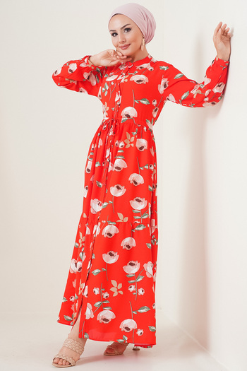 Bigdart 2144 Magnificent Collar Hijab Dress - C.red
