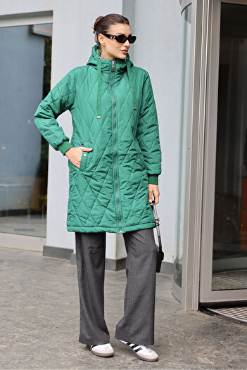 Bigdart 5138 Καπιτονέ Μακρύ Puffer Jacket - Emerald Green