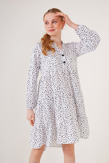 Bigdart 2322 Patterned Dress - White