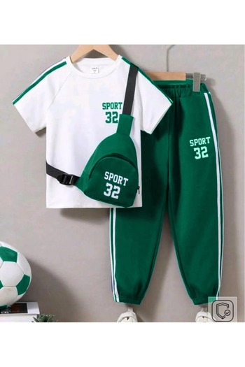 MANCY Kids Sport 32 Printed Short Sleeve Summer Oversize Children's Tracksuit Set