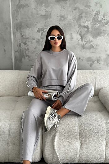 Ded COLLECTION Modal Fabric Women's Tracksuit Set - Side Stripe