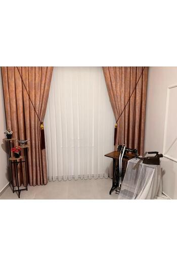 NİVEMESHOME Nivemeshome Pera Orange 1/3 Close Pleated Background Curtain Apm
