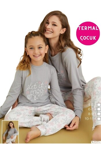 bie's Prețul produsului pentru copii este pentru 1 bucată - costum de pijama de iarnă termică alb gri cu buzunare - vândut separat