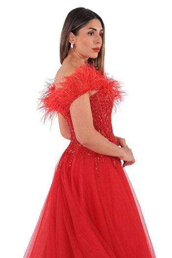 aşkın göksu Women's Red Evening Dress