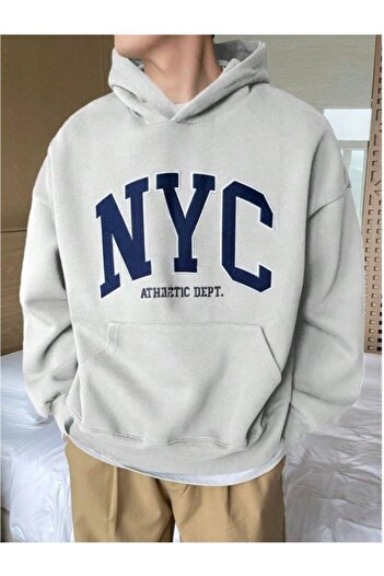 MOONBULL Ανδρικό φούτερ NYC με στάμπα Kangaroo Pocket Oversize με κουκούλα