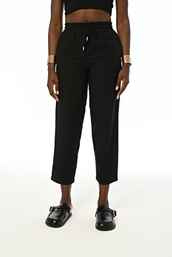 Orfeo Negro Women's - Straight Cut and Comfortable Fit Elastic Waist Pants