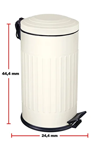 GörSeç 16 Liter Cream Vintage Trash Can - Shock Absorber (Bathroom - Kitchen - Toilet - Balcony)