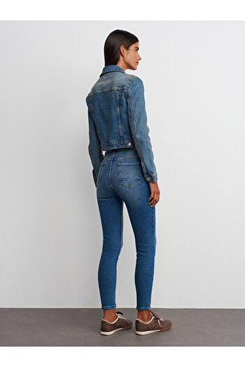 Dilvin 71722 Pantaloni din denim lycra cu picioare subțiri Power Blue