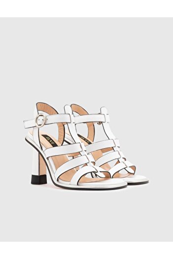 İLVİ Vitale Genuine Leather Women's White Heeled Sandals