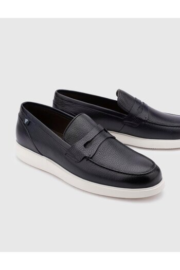 İLVİ Egidio Genuine Leather Men's Navy Blue Loafer Shoes
