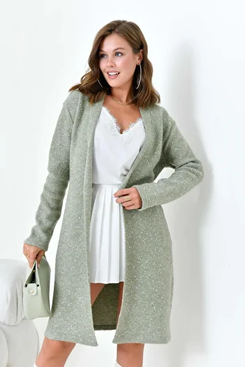 FTZ WOMEN Women's Long Cardigan with Belt Mint 20737