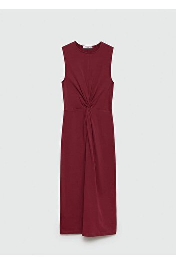 MANGO Woman Drape detaylı midi elbise