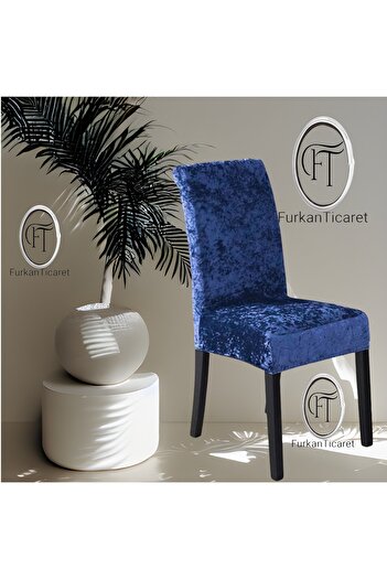 FurkanTicaret Navy Blue Silk Velvet ελαστικό ελαστικό κάλυμμα καρέκλας Κάλυμμα καρέκλας 1 τεμάχιο 45x45x60 Μέγεθος