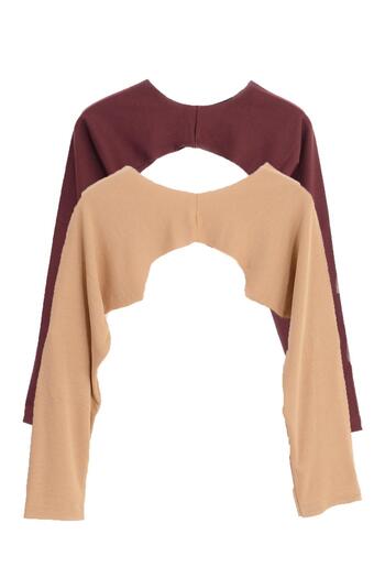 PİNKMARK PINKMARK Γυναικεία - Φορεμένα στο εσωτερικό Plum Beige Bolero Μπλούζα Μανίκια 2 Πακέτο MCPMBL25631
