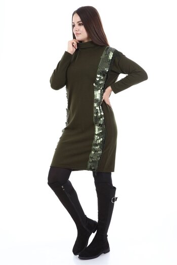 FTZ Women's Sequin Sequin Detail Tunic Khaki 21-1332